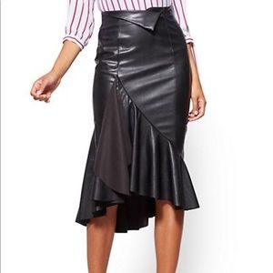 Va Va Voom Leather Assymetrical Flare Skirt